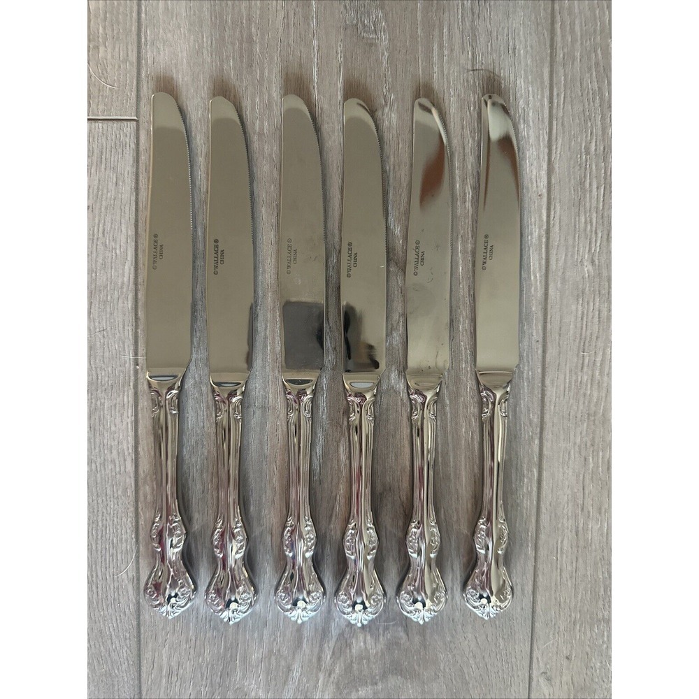 Wallace‎ CAMDEN Stainless 18/10 Glossy Hollow Dinner Knives Lot Of 6